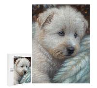 Jigsaw for Teenagerss 500 PCS Fluffy White Puppy Portrait Adult Jigsaw Puzzle Brain Teaser Game Perfect Decoration Fun at Home Activities, 500 PCS