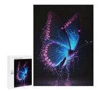 Jigsaw for Teenagerss 500 PCS Glowing Neon Butterfly Adult Jigsaw Puzzle Brain Teaser Game Perfect Decoration Fun at Home Activities, 500 PCS