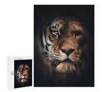 Jigsaw for Teenagerss 500 PCS Half Tiger Half Lion Adult Jigsaw Puzzle Brain Teaser Game Perfect Decoration Fun at Home Activities, 500 PCS