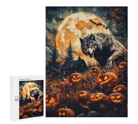 Jigsaw for Teenagerss 500 PCS Halloween Wolf And Pumpkins Adult Jigsaw Puzzle Brain Teaser Game Perfect Decoration Fun at Home Activities, 500 PCS