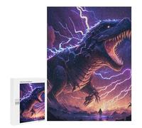 Jigsaw for Teenagerss 500 PCS Jurassic Thunder T-Rex Vs. Lightning Storm Adult Jigsaw Puzzle Relaxing Games Home Decoration Unique Birthday And Xmas Gifts 500 PCS