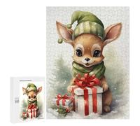 Jigsaw for Teenagerss 500 PCS Merry Tiny Deer Xmas Adult Jigsaw Puzzle Brain Teaser Game Perfect Decoration Fun at Home Activities, 500 PCS