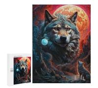 Jigsaw for Teenagerss 500 PCS Mysterious Moon Lone Wolf Adult Jigsaw Puzzle Brain Teaser Game Perfect Decoration Fun at Home Activities, 500 PCS