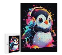 Jigsaw for Teenagerss 500 PCS Penguin Paint Headphones Jigsaws for Adults Relaxing Games For Family Fun Christmas Birthday Gifts 500 PCS