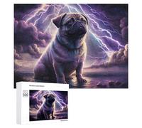 Jigsaw for Teenagerss 500 PCS Pug in Thunderstorm Puzzles for Adults Relax Games Analysis And Logic Fun at Home Activities, 500 PCS