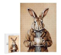 Jigsaw for Teenagerss 500 PCS Rabbit Animals Coffee Puzzles for Adults Relax Games Analysis And Logic Fun at Home Activities, 500 PCS
