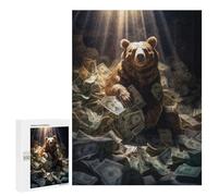 Jigsaw for Teenagerss 500 PCS Rich Wealthy Brown Bear Teenagers Puzzles Relaxing Games Pattern Assembly Unique Birthday And Xmas Gifts 500 PCS