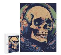 Jigsaw for Teenagerss 500 PCS Skull with Headphones Teenagers Puzzles Relaxing Games Pattern Assembly Unique Birthday And Xmas Gifts 500 PCS