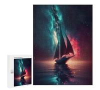 Jigsaw for Teenagerss 500 PCS Space Sailing Boat Galaxy Adult Jigsaw Puzzle Brain Teaser Game Perfect Decoration Fun at Home Activities, 500 PCS