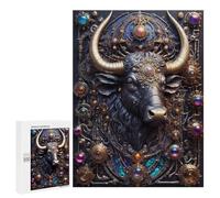 Jigsaw for Teenagerss 500 PCS Steampunk Mighty Bull Adult Jigsaw Puzzle Brain Teaser Game Perfect Decoration Fun at Home Activities, 500 PCS