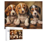 Jigsaw for Teenagerss 500 PCS Three Beagle Puppies Teenagers Puzzles Relaxing Games Pattern Assembly Unique Birthday And Xmas Gifts 500 PCS