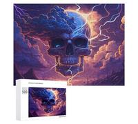 Jigsaw for Teenagerss 500 PCS Thunderstorm Skull Artwork Teenagers Puzzles Relaxing Games Pattern Assembly Unique Birthday And Xmas Gifts 500 PCS