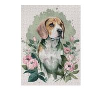 Jigsaw for Teenagerss 52x38cm/1000pcs Beagle Floral Portrait Jigsaw for Adults Hands-on Game Difficult Challenge Challenging Game Gifts 52x38cm/1000pcs