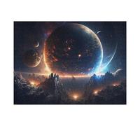 Jigsaw for Teenagerss 52x38cm/1000pcs Distant Planet Glows in Space Jigsaw for Adults DIY Toys Difficult Challenge Christmas Birthday Gifts 52x38cm/1000pcs