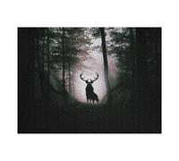 Jigsaw for Teenagerss 52x38cm/1000pcs Mystical Forest Deer Silhouette Jigsaw for Adults DIY Toys Difficult Challenge Christmas Birthday Gifts 52x38cm/1000pcs