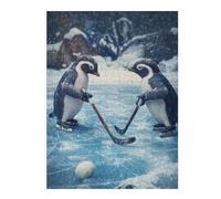 Jigsaw for Teenagerss 52x38cm/1000pcs Penguin Playing Hockey Jigsaw for Adults Hands-on Game Difficult Challenge Challenging Game Gifts 52x38cm/1000pcs