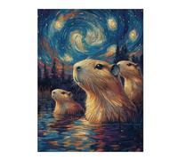 Jigsaw for Teenagerss 52x38cm/1000pcsCapybara Under Starry Night Jigsaw for Adults Hands-on Game Difficult Challenge Challenging Game Gifts 52x38cm/1000pcs