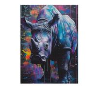 Jigsaw for Teenagerss 52x38cm/1000pcsRhinoceros Painting Rinho Jigsaw for Adults Hands-on Game Difficult Challenge Challenging Game Gifts 52x38cm/1000pcs