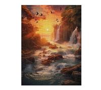 Jigsaw for Teenagerss 52x38cm/1000pcsWaterfall in Sunset Jigsaw for Adults Hands-on Game Difficult Challenge Challenging Game Gifts 52x38cm/1000pcs