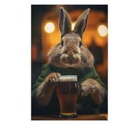 Jigsaw for Teenagerss 75x50cm/1000pcs Rabbit Drinking Beer Pint Jigsaw for Adults Hands-on Game Difficult Challenge Challenging Game Gifts 75x50cm/1000pcs
