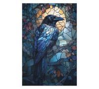 Jigsaw for Teenagerss 75x50cm/1000pcs Raven Stained Glass Jigsaw for Adults Hands-on Game Difficult Challenge Challenging Game Gifts 75x50cm/1000pcs