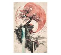 Jigsaw for Teenagerss 75x50cm/1000pcs Sakura Watrefall Yin Yang Jigsaw for Adults Hands-on Game Difficult Challenge Challenging Game Gifts 75x50cm/1000pcs