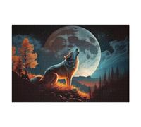 Jigsaw for Teenagerss 75x50cm/1000pcs Wolf Howling at Giant Moon Jigsaw for Adults DIY Toys Difficult Challenge Christmas Birthday Gifts 75x50cm/1000pcs
