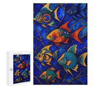 Jigsaw for Teenagerss1000 PCS Abstract Fantasy #61 - Colorful Fish Stained Glass Style Puzzles for Adults Relaxing Games Wall Decoration Unique Birthday And Gifts 1000 PCS