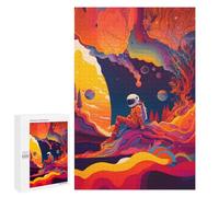 Jigsaw for Teenagerss1000 PCS Alien Astronaut in A Surreal Landscape Adult Puzzles Relaxing Games Difficult Challenge Unique Birthday And Gifts 1000 PCS