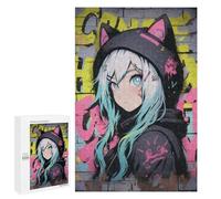 Jigsaw for Teenagerss1000 PCS Cat-Eared Anime Girl Graffiti Art Puzzles for Adults Hands-on Game Enhance Memory Unique Birthday And Gifts 1000 PCS