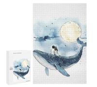 Jigsaw for Teenagerss1000 PCS Couple on Whale Under Moon Puzzle for Adults Fun Games Difficult Challenge Deal As Gifts for The Whole Family 1000 PCS
