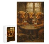 Jigsaw for Teenagerss1000 PCS Cows Drinking Beer at A Table Puzzles for Adults Relaxing Games Wall Decoration Unique Birthday And Gifts 1000 PCS