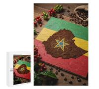Jigsaw for Teenagerss1000 PCS Ethiopia Flag Coffee Bean Art Puzzle for Adults Fun Games Difficult Challenge Deal As Gifts for The Whole Family 1000 PCS