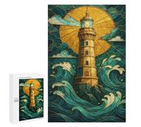 Jigsaw for Teenagerss1000 PCS Lighthouse in Stained Glass Style Adult Puzzles Relaxing Games Difficult Challenge Unique Birthday And Gifts 1000 PCS