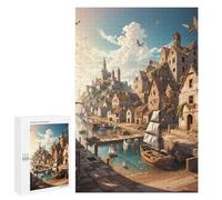 Jigsaw for Teenagerss1000 PCS Medieval Coastal Village Puzzles for Adults Relaxing Games Wall Decoration Unique Birthday And Gifts 1000 PCS
