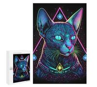 Jigsaw for Teenagerss1000 PCS Neon Sphynx Portrait Art Puzzles for Adults Relaxing Games Wall Decoration Unique Birthday And Gifts 1000 PCS