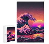 Jigsaw for Teenagerss1000 PCS Neon Wave Sunset -1 Puzzles for Adults Hands-on Game Enhance Memory Unique Birthday And Gifts 1000 PCS