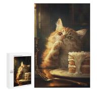 Jigsaw for Teenagerss1000 PCS Orange Tabby Cat Cake Cute Puzzles for Adults Relaxing Games Wall Decoration Unique Birthday And Gifts 1000 PCS