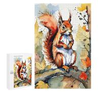 Jigsaw for Teenagerss1000 PCS Red Squirrel Watercolor Painting Puzzle for Adults Fun Games Difficult Challenge Deal As Gifts for The Whole Family 1000 PCS