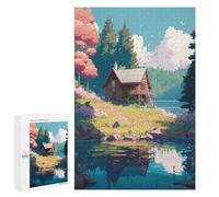 Jigsaw for Teenagerss1000 PCS Serene Cabin by The Lake Puzzles for Adults Hands-on Game Enhance Memory Unique Birthday And Gifts 1000 PCS