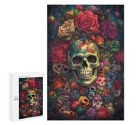 Jigsaw for Teenagerss1000 PCS Skulls And Flowers A Vibrant Artwork Adult Puzzles Relaxing Games Difficult Challenge Unique Birthday And Gifts 1000 PCS