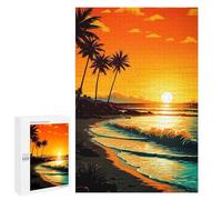 Jigsaw for Teenagerss1000 PCS Sunset Palm Beach Adult Puzzles Relaxing Games Difficult Challenge Unique Birthday And Gifts 1000 PCS