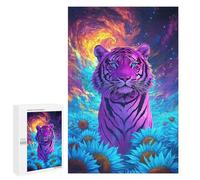 Jigsaw for Teenagerss1000 PCS Tiger Sunflower Field Puzzle for Adults Fun Games Difficult Challenge Deal As Gifts for The Whole Family 1000 PCS