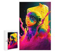Jigsaw for Teenagerss1000 PCS Vibrant Astronaut Splash Art Adult Puzzles Relaxing Games Difficult Challenge Unique Birthday And Gifts 1000 PCS