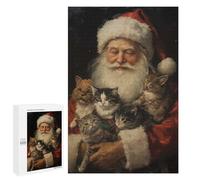 Jigsaw for Teenagerss1000 PCS Vintage Santa Claus Cats Puzzle for Adults Fun Games Difficult Challenge Deal As Gifts for The Whole Family 1000 PCS