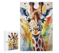 Jigsaw for Teenagerss1000 PCS Watercolor Painted Giraffe Adult Puzzles Relaxing Games Difficult Challenge Unique Birthday And Gifts 1000 PCS