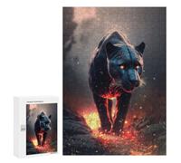 Jigsaw for Teenagerss300 PCS Black Panther with Fiery Eyes Puzzles for Adults Relaxing Games Wall Decoration Unique Birthday And Gifts 300 PCS