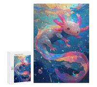 Jigsaw for Teenagerss300 PCS Cute Axolotl Underwater - Pink Axolotl Puzzle for Adults Fun Games Difficult Challenge Deal As Gifts for The Whole Family 300 PCS