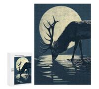 Jigsaw for Teenagerss300 PCS Deer Drink Water Moonlight Puzzles for Adults Hands-on Game Enhance Memory Unique Birthday And Gifts 300 PCS
