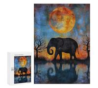 Jigsaw for Teenagerss300 PCS Elephant Moon Reflection Puzzle for Adults Fun Games Difficult Challenge Deal As Gifts for The Whole Family 300 PCS
